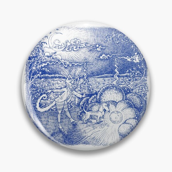 Item preview, ”The crystal ball” ~ Hari&Musci Series ~ Ink art illustration (Blue version) designed and sold by WalkOnTheMoss.