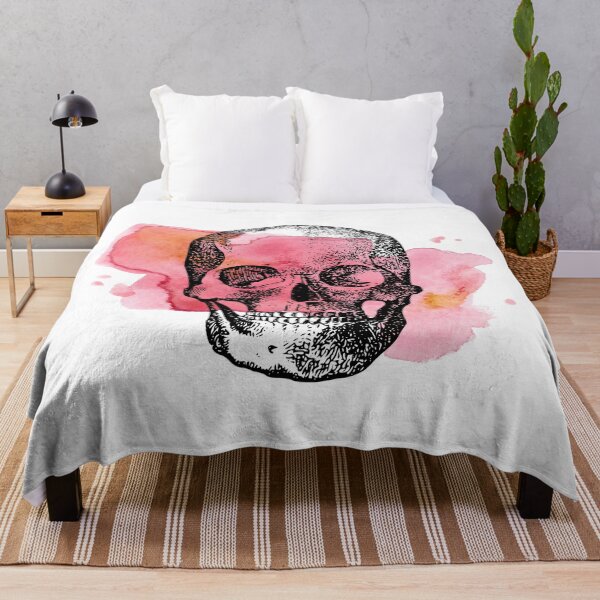 Item preview, Calavera en acuarela rosada designed and sold by Cata-mcd.