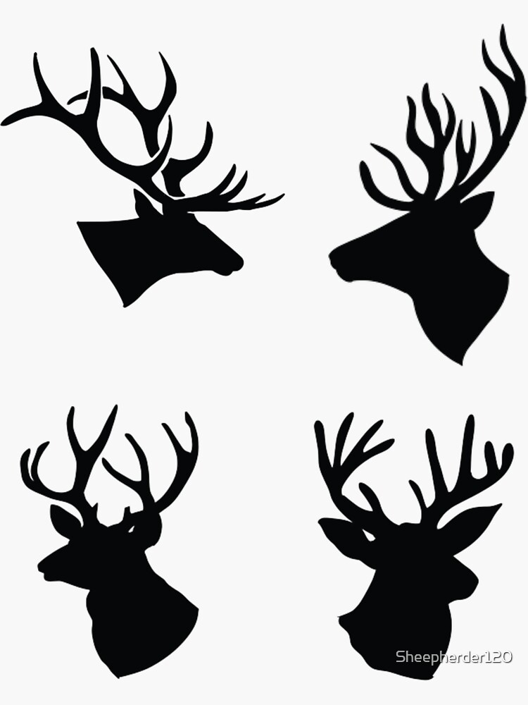 Deer Antler Silhouette Deer Head Bundle Pack for Deer Hunters Sticker for  Sale by Sheepherder120
