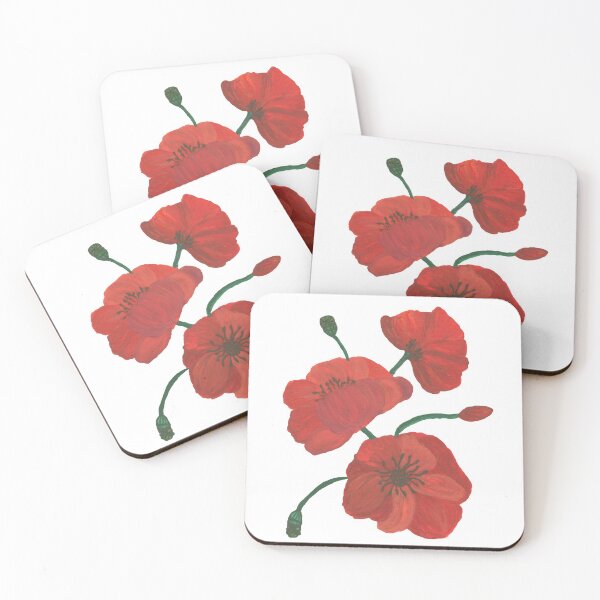 Item preview, Flora, poppies, red, gouacheacrylique, drawing, bebicervin designed and sold by BebiCervin.