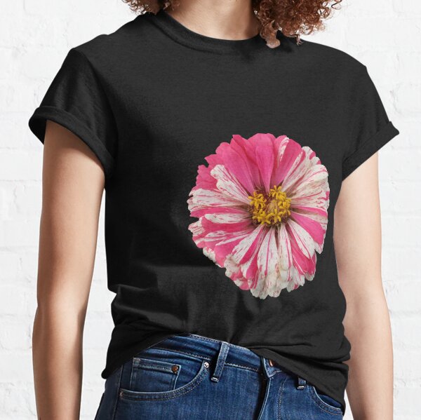 Field Guide to Zinnias, No. 9, White and Pink Candy Cane Zinnia Flower 2 Classic T-Shirt