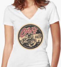 The Official Cafe Racer TV Logo Women's Fitted V-Neck T-Shirt