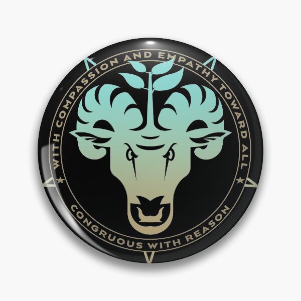 Item preview, With Empathy and Compassion toward All Congruous with Reason vegan vegetarian pentagram baphomet designed and sold by AlasAHintStudio.