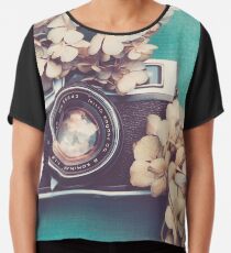 Camera & Hydrangea Chiffon Top