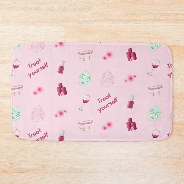 Item preview, Treat yourself pattern in pink hibiscus hair towel bath facemask nail polish scented candles red wine  designed and sold by Lemonshaaark.