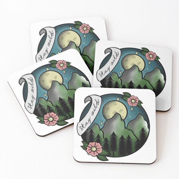 Item preview, Stay wild mountains and moon - traditional  tattoo designed and sold by morganbethdraws.