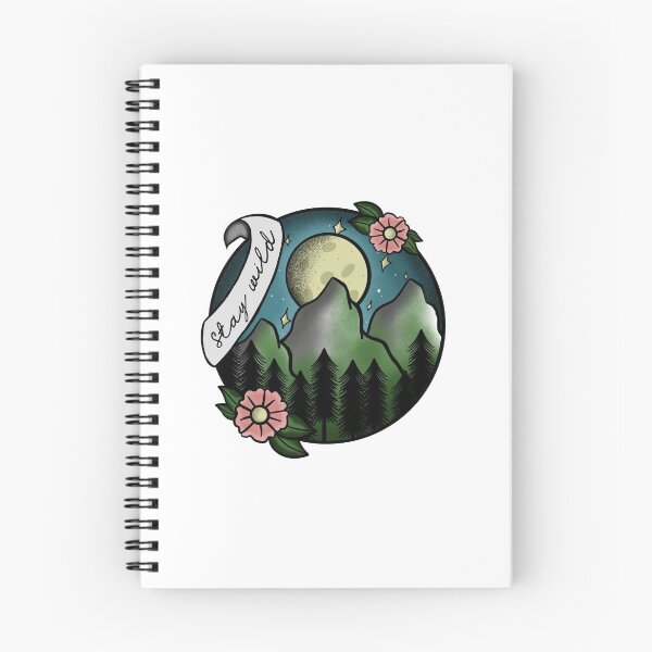 Item preview, Stay wild mountains and moon - traditional  tattoo designed and sold by morganbethdraws.