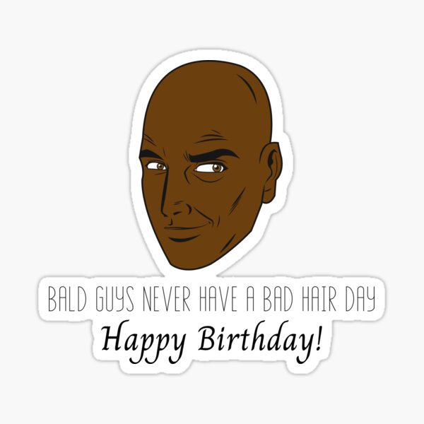 "Lustige Grußkarte zum Geburtstag mit Glatze" Sticker von A1ka1ine