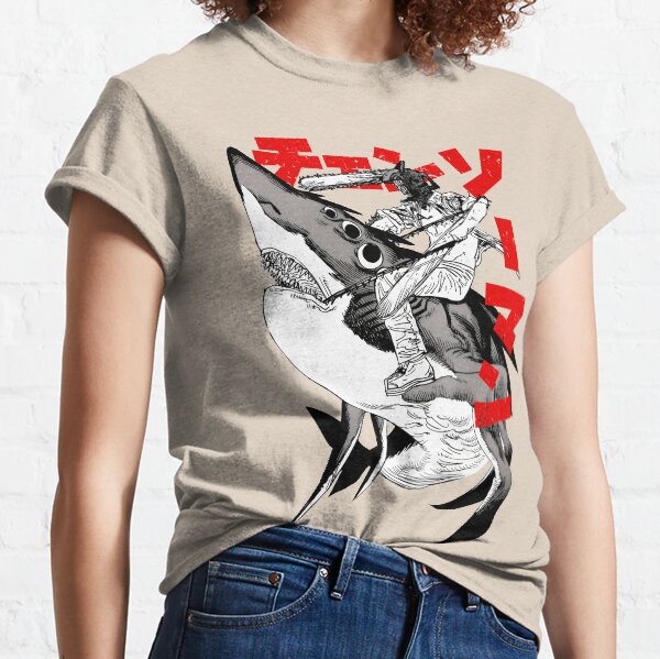 Chainsaw man riding shark Classic T-Shirt