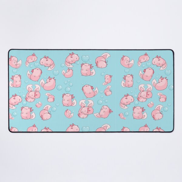 Item preview, Kawaii axolotls chasing bubbles underwater - cute pink baby axolotls playing designed and sold by MagicStrawberry.