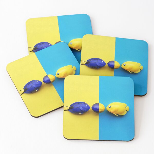 Item preview, Blue surgeon fish and yellow angel fish  designed and sold by orangerinka.
