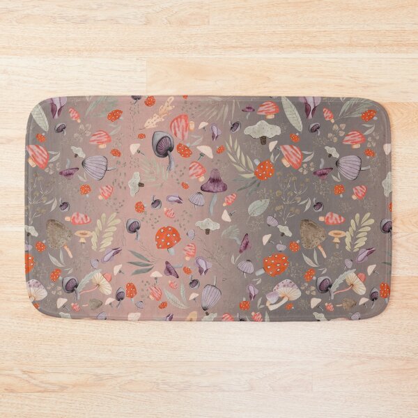 Item preview, Mushroom Magical Forest Pattern with Grey and Orange Shades and Highlights  designed and sold by MyColorfulDream.