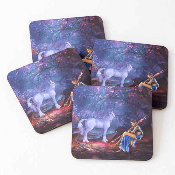 Item preview, Unicorn and sorceress in the fantasy forest designed and sold by brendanre.