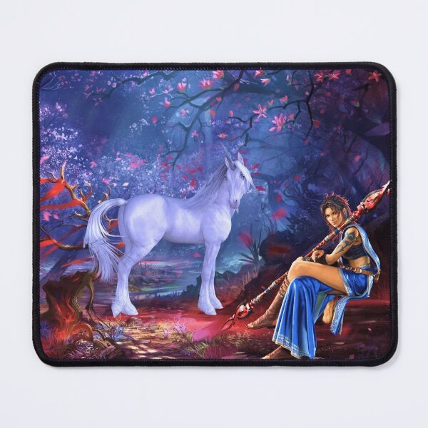 Item preview, Unicorn and sorceress in the fantasy forest designed and sold by brendanre.