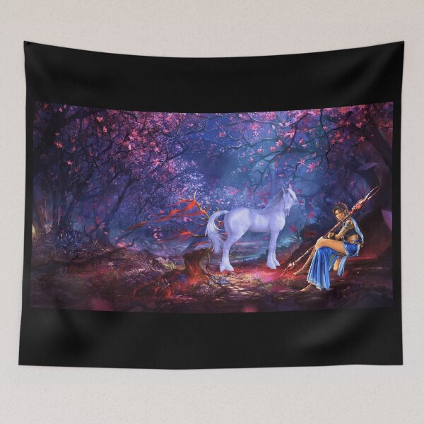 Item preview, Unicorn and sorceress in the fantasy forest designed and sold by brendanre.
