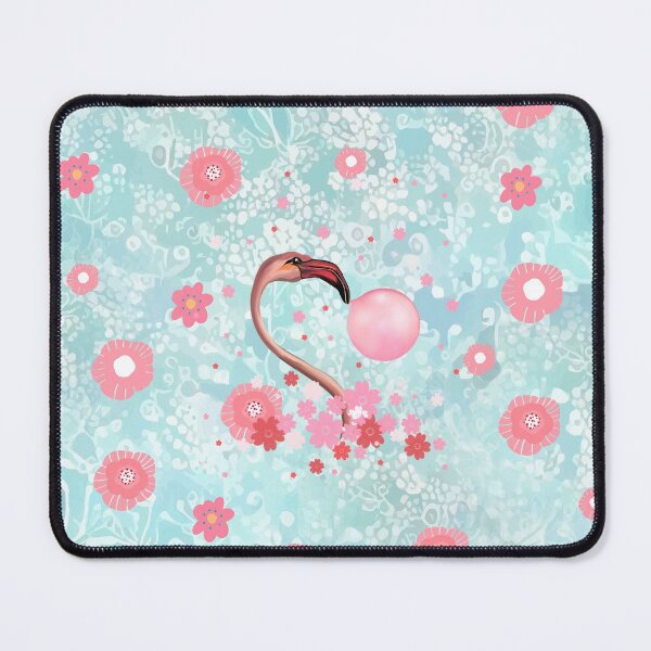Item preview, Flamingo, pink flowers and big bubblegum designed and sold by Collagedream.