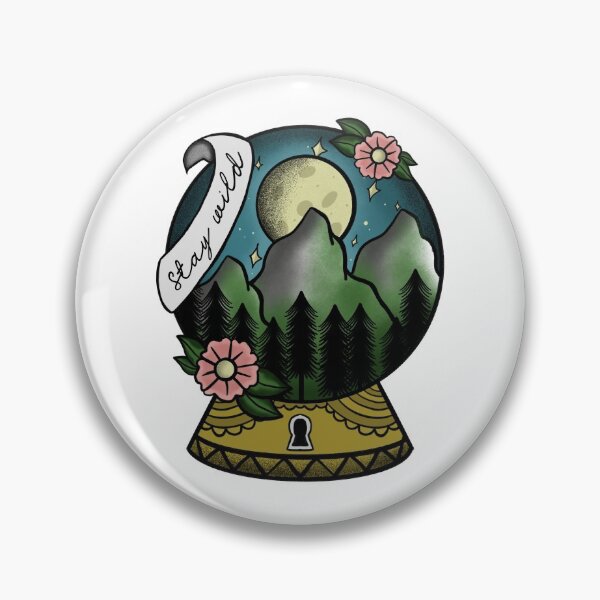 Artikelvorschau,  Bleib wilde Berge und Mondkristallkugel - traditionelles Tattoo entworfen und verkauft von morganbethdraws.