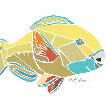 Artwork thumbnail, Tropical Fish - parrot fish coral reef menagerie by petloverswag