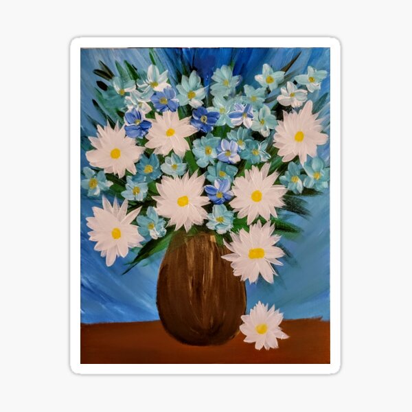 Some mixed flowers in a bronze vase . Sticker