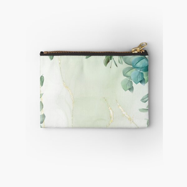 Item preview, Eucalyptus delicate green and teal leaves on golden marble texture designed and sold by MagicStrawberry.