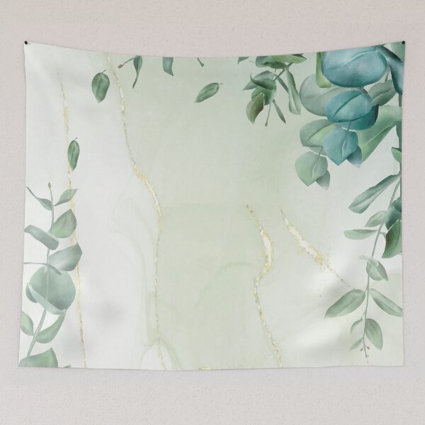 Item preview, Eucalyptus delicate green and teal leaves on golden marble texture designed and sold by MagicStrawberry.