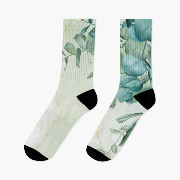 Item preview, Eucalyptus delicate green and teal leaves on golden marble texture designed and sold by MagicStrawberry.
