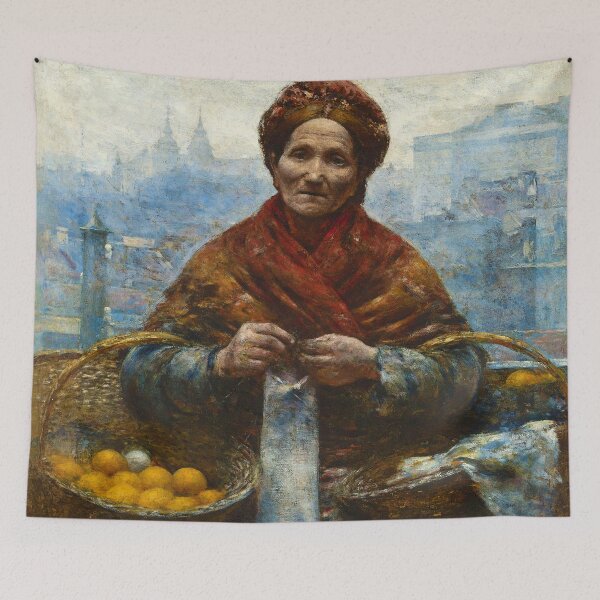 Item preview, Jewish Woman Selling Oranges by Aleksander Gierymski (1880) designed and sold by allhistory.