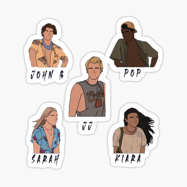 "outer Banks Cast , John B , Jj , Kira , Pop , Sarah " Sticker By ...