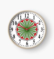 Harmonious Two Tone Red Flowers Clock