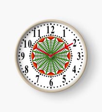Harmonious Two Tone Red Flowers Clock