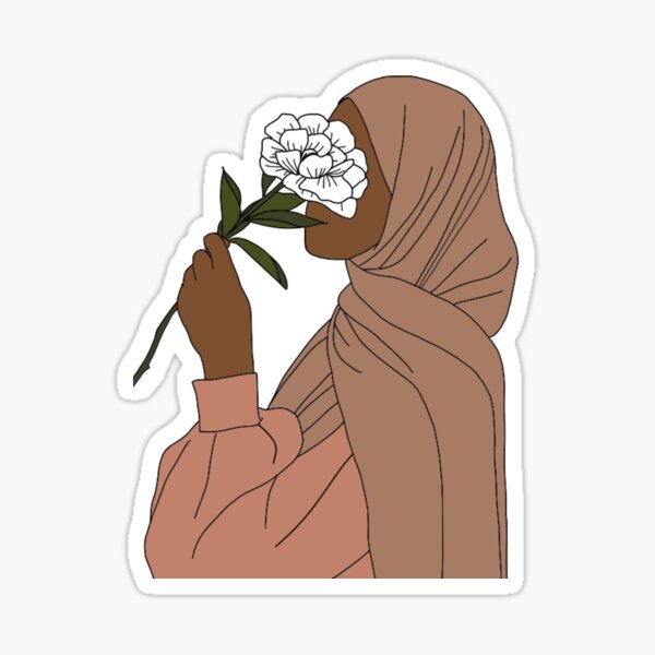 Item preview, Hijabi holding flower designed and sold by The Hijabi Artist.