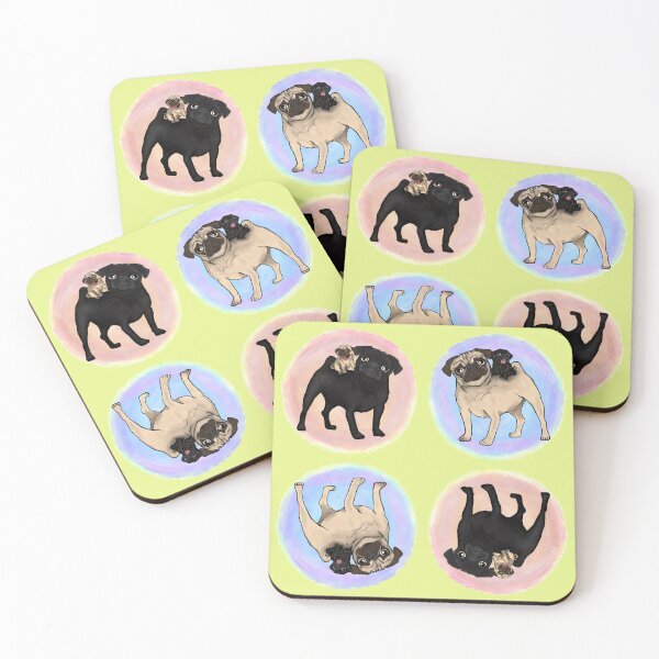 Item preview, Puggyback Ride repeating pattern / print designed and sold by FivePugs.