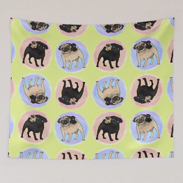 Item preview, Puggyback Ride repeating pattern / print designed and sold by FivePugs.