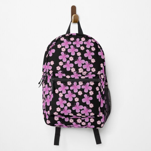 Item preview, Pink butterfly on black background-Flower designed and sold by medoutfits.