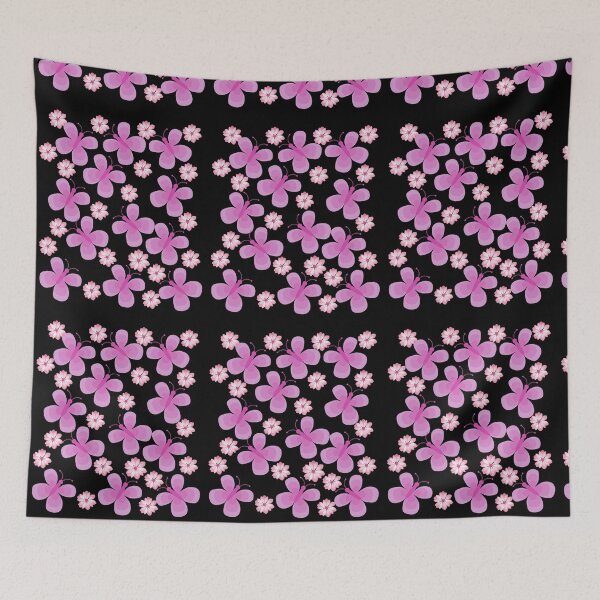 Item preview, Pink butterfly on black background-Flower designed and sold by medoutfits.
