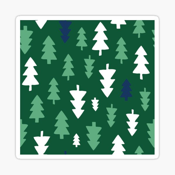 Item preview, Christmas Trees - Navy, white and mint on forest green - Christmas pattern by Cecca Designs designed and sold by Cecca-Designs.