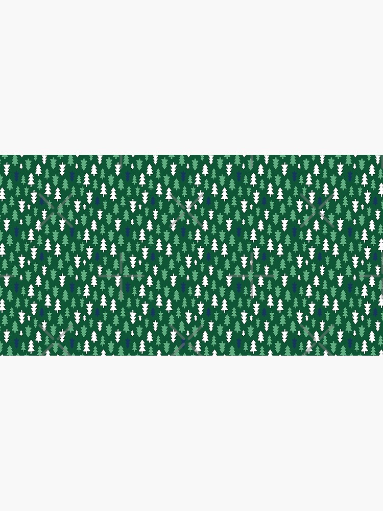 Christmas Trees - Navy, white and mint on forest green - Christmas pattern by Cecca Designs by Cecca-Designs