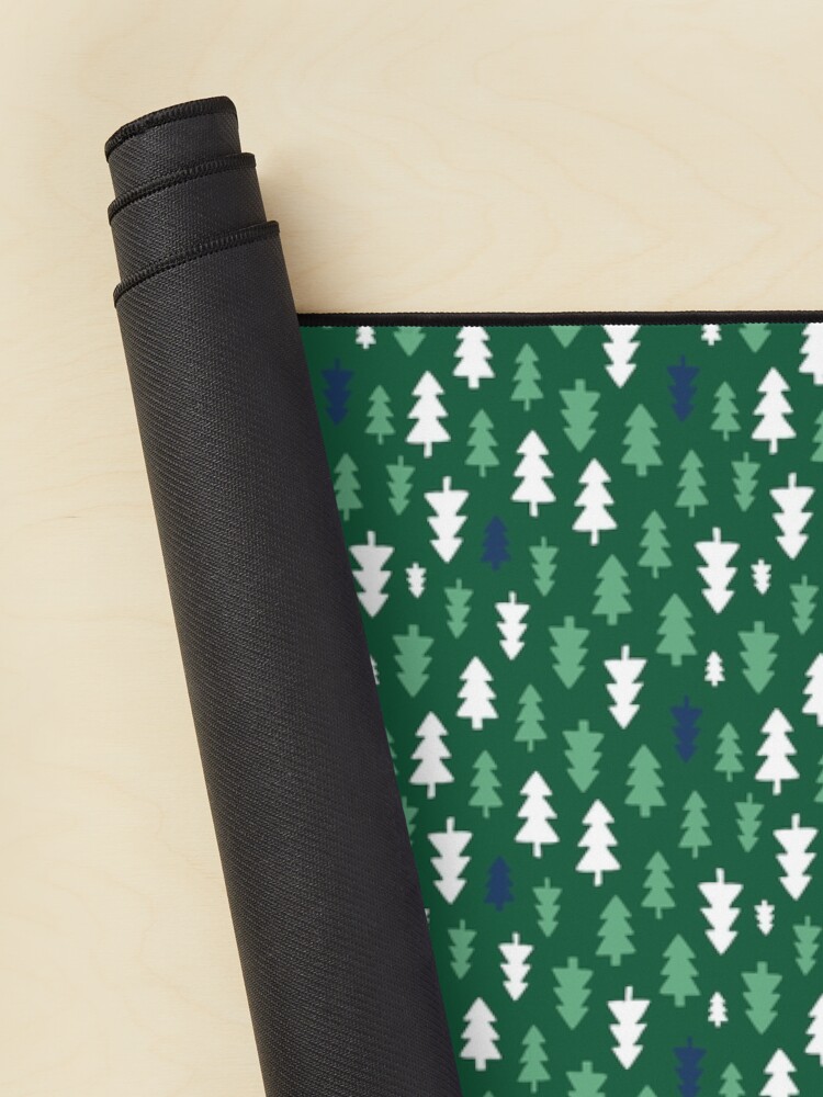 Alternate view of Christmas Trees - Navy, white and mint on forest green - Christmas pattern by Cecca Designs Mouse Pad