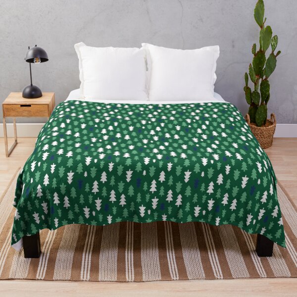 Item preview, Christmas Trees - Navy, white and mint on forest green - Christmas pattern by Cecca Designs designed and sold by Cecca-Designs.