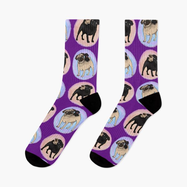 Item preview, Puggyback Ride repeating circle pattern / print designed and sold by FivePugs.