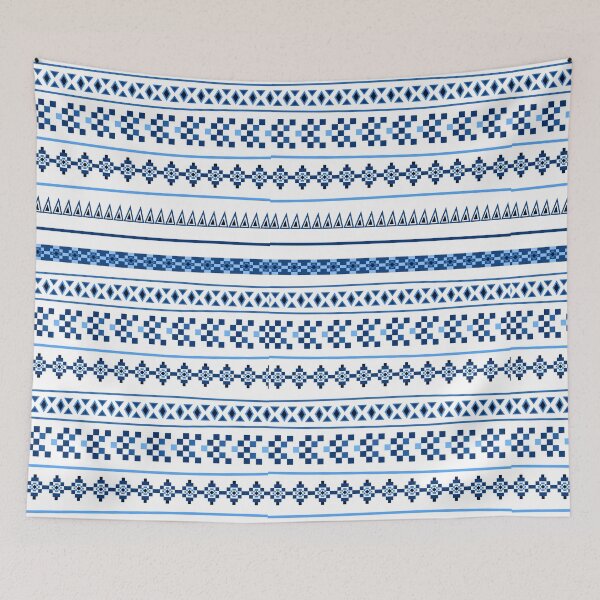 Item preview, Traditional influence blue pattern  designed and sold by SagaciousDesign.