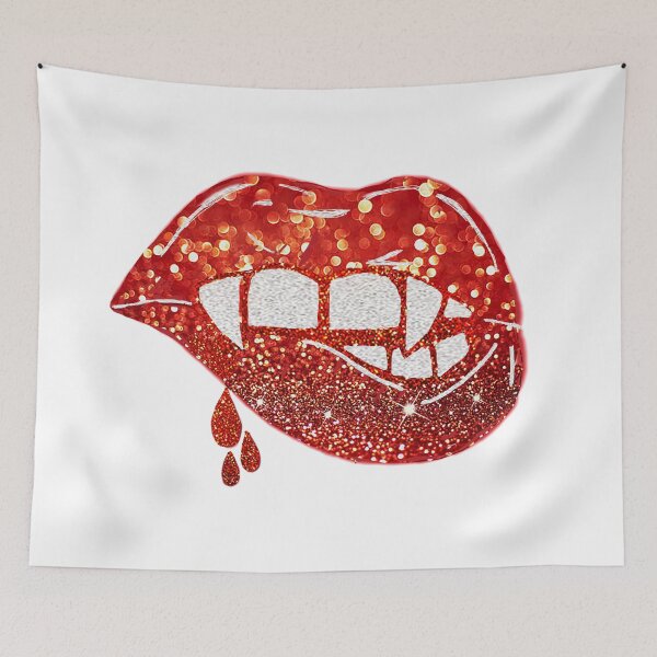 Item preview, Vampire Lips in Faux Glitter with Dripping Blood designed and sold by Swigalicious.