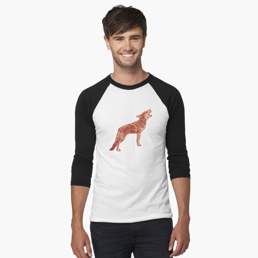 Spatium Natura Coyote Howling Linocut Style T-Shirt