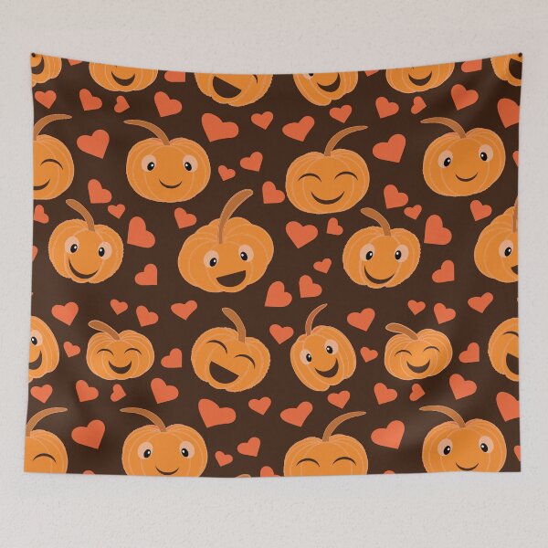 Item preview,  Cute  funny  pumpkins pattern with heart shapes  designed and sold by Yasminepatterns .