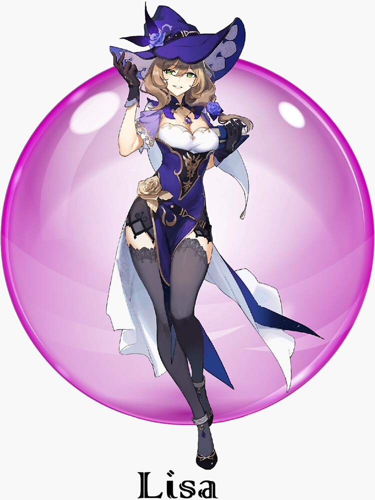 Lisa Of Genshin Impact Full Body With Magic Orb Sticker For Sale By   Bg,f8f8f8 Flat,750x,075,f Pad,750x1000,f8f8f8 