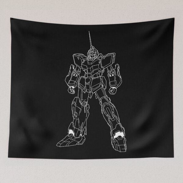 Item preview, Unicorn Gundam Outline White - Black Graphic T designed and sold by MossLoves.
