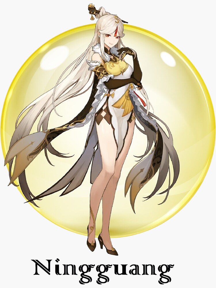"Ningguang of Genshin Impact Full Body with Magic Orb" Sticker by