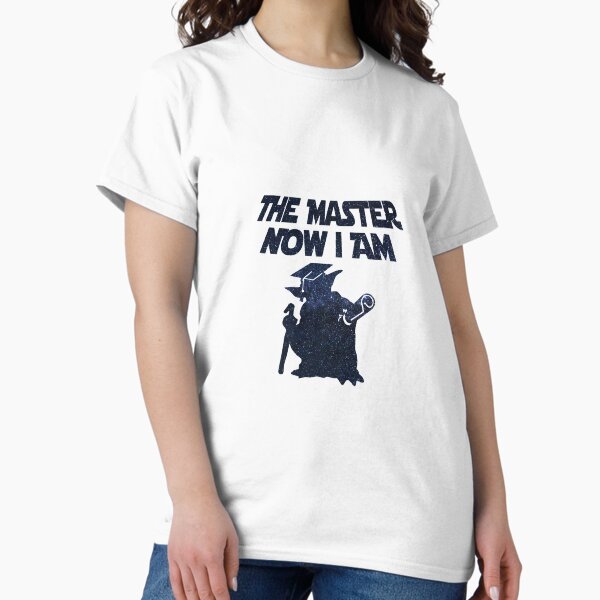 Vista previa del artículo con la obra «El maestro ahora soy regalo de graduación - Silueta del Maestro Yoda», diseñado y vendido por OffTheRock.