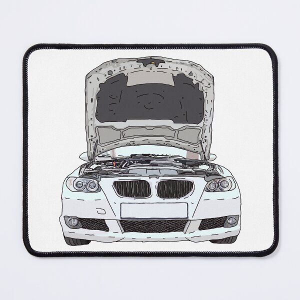 Item preview, White car Open hood Hand drawing designed and sold by Marcia Motivos.