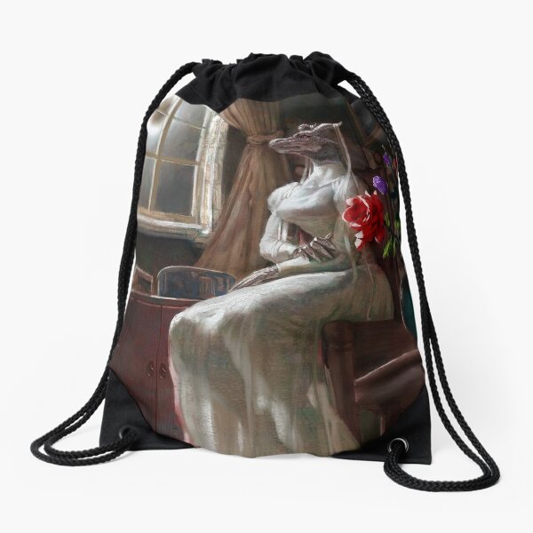Twin Under the Eclipse Drawstring Bag